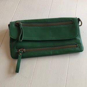 Bright green non leather clutch